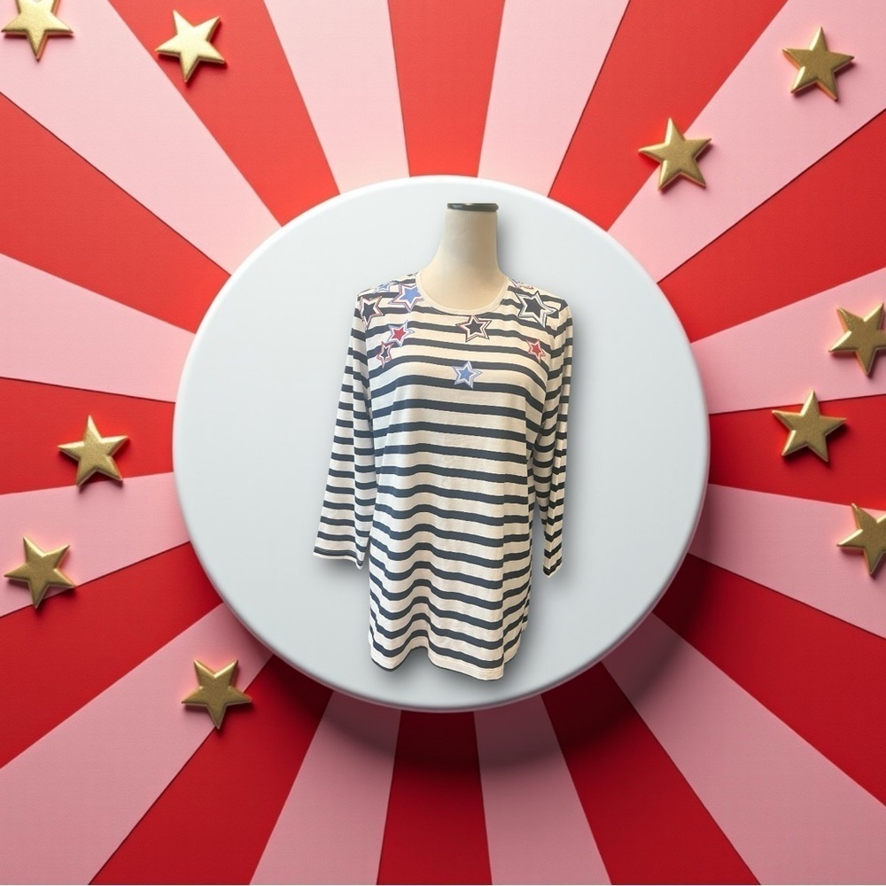Kim Rogers Navy and White Striped Blouse